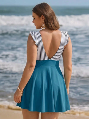 Tummy Control Ruffle Cutout Swimdress