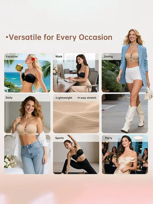 Women's Strapless Front Closure Push-Up Bra
