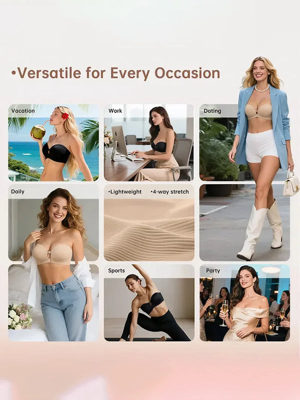 Women's Strapless Front Closure Push-Up Bra