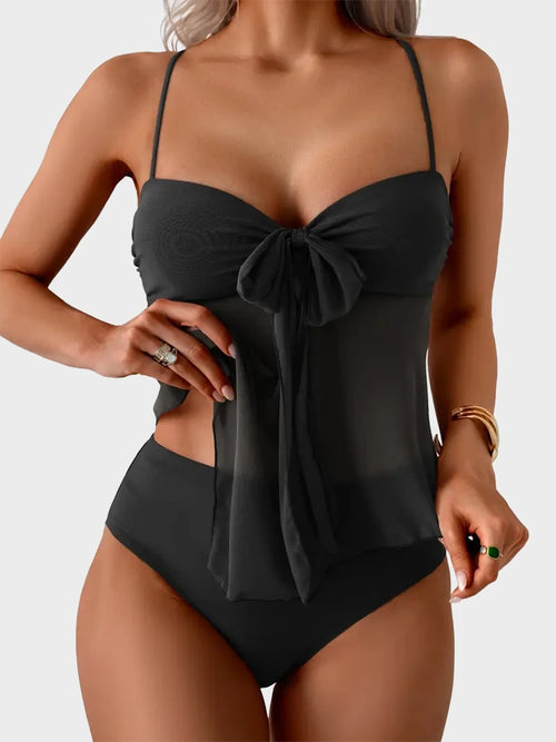 Tankini Swimsuits for Women Tummy Control Flowy Mesh Tops High Waisted Bottoms