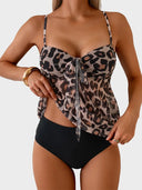 Tankini Swimsuits for Women Tummy Control Flowy Mesh Tops High Waisted Bottoms