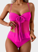 Tankini Swimsuits for Women Tummy Control Flowy Mesh Tops High Waisted Bottoms