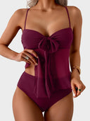 Tankini Swimsuits for Women Tummy Control Flowy Mesh Tops High Waisted Bottoms