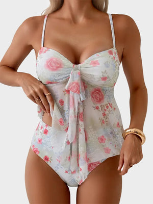 Tankini Swimsuits for Women Tummy Control Flowy Mesh Tops High Waisted Bottoms