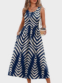 Flowy Casual Midi Dress Beach Vacation Sundresses