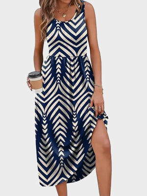 Flowy Casual Midi Dress Beach Vacation Sundresses