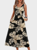 Flowy Casual Midi Dress Beach Vacation Sundresses