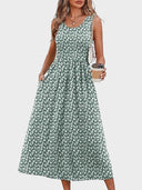 Flowy Casual Midi Dress Beach Vacation Sundresses
