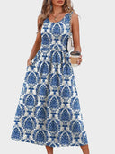 Flowy Casual Midi Dress Beach Vacation Sundresses
