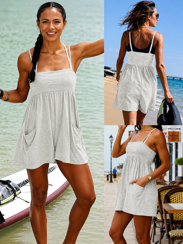 Square Casual Cami Off Shoulder Loose Sports Jumpsuit