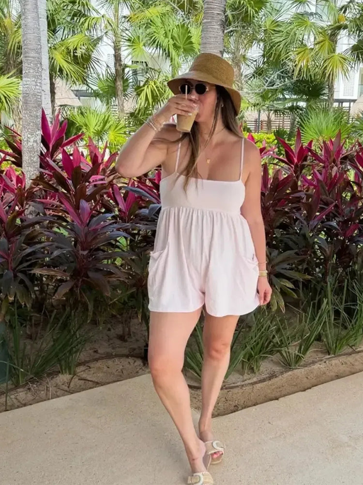 Square Casual Cami Off Shoulder Loose Sports Jumpsuit