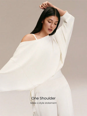 Ultra-Soft One-Shoulder Drawstring Pullover