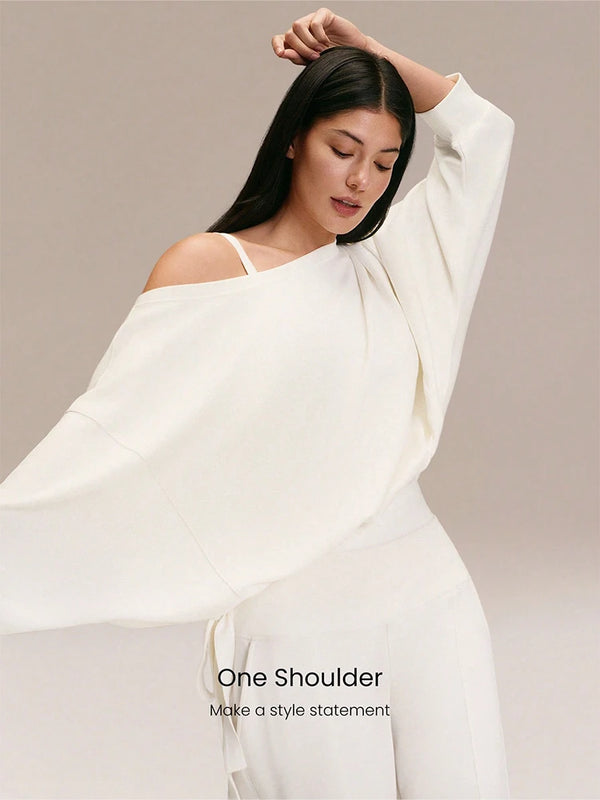 Ultra-Soft One-Shoulder Drawstring Pullover