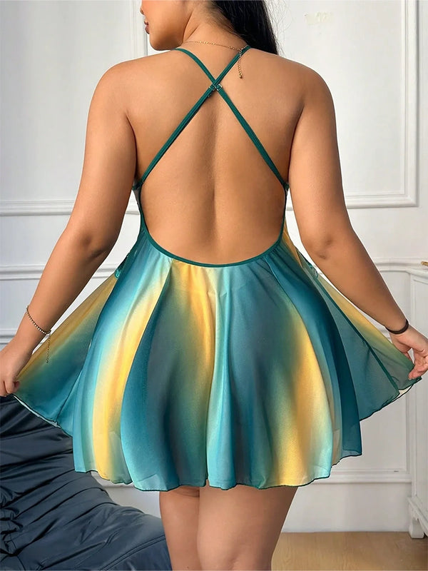 Romantic Floral Embroidered Plus Size Babydoll