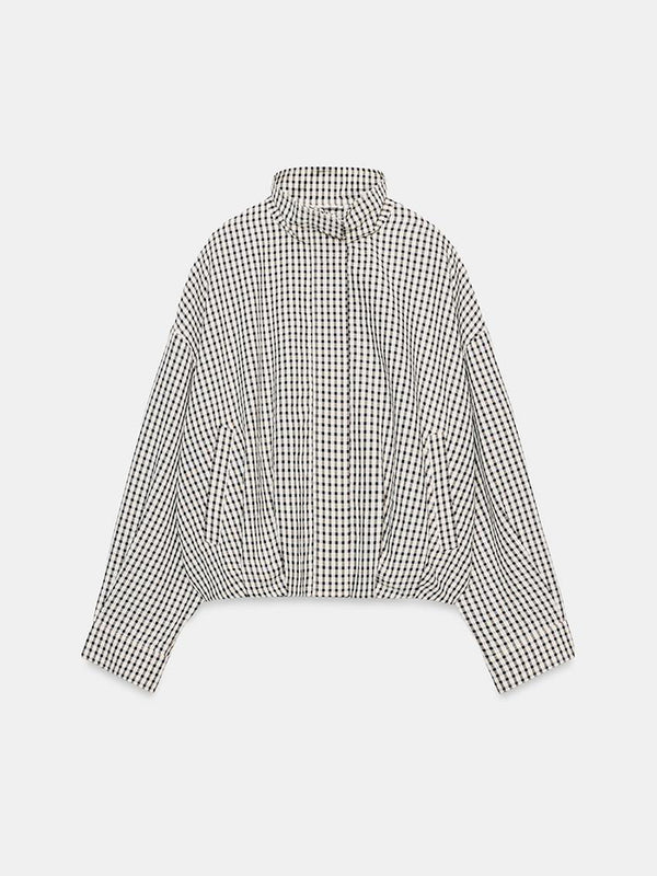 Gingham Cropped Zip-Up Jacket