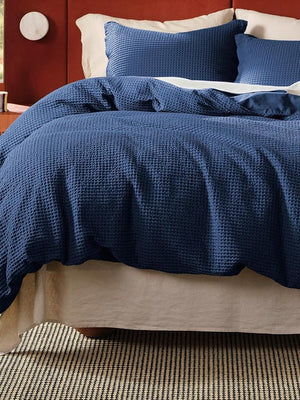 3-Piece 100% Cotton Waffle Duvet Cover Set – Breathable Comfort, All-Season Use