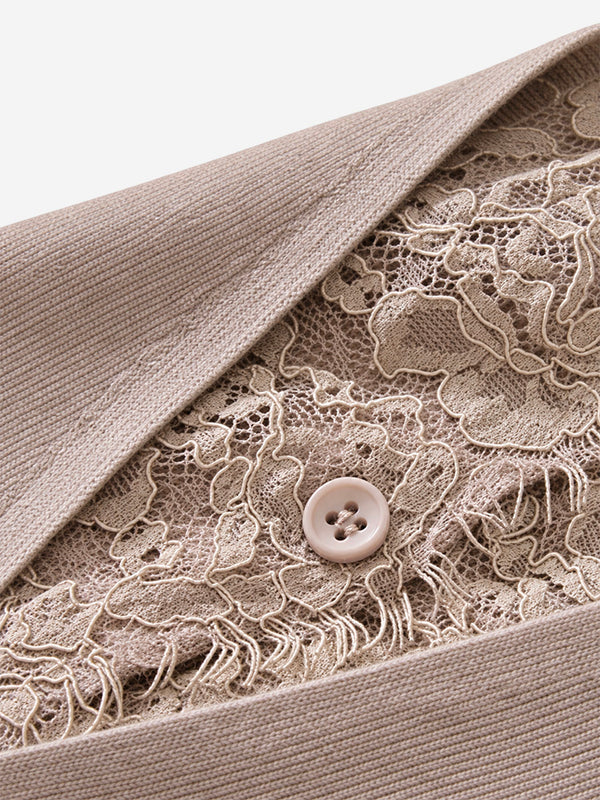 The French Lace V-Neck Wool Blend Cardigan