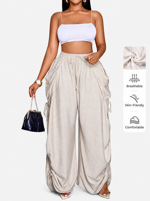 Everyday Ruched Wide-Leg Pants