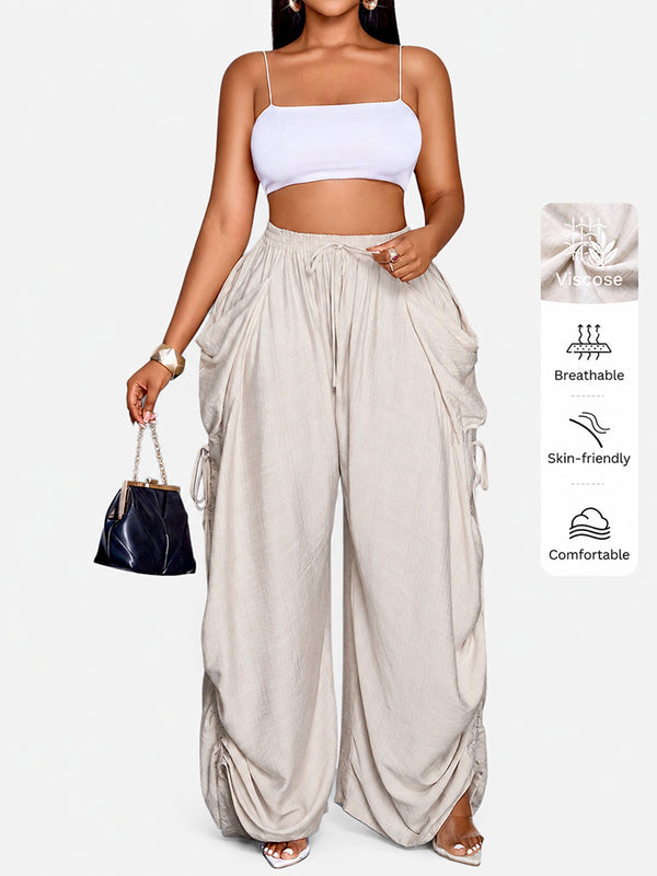 Everyday Ruched Wide-Leg Pants