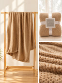 Thick Solid Color Flannel Waffle Coral Fleece Sofa Blanket