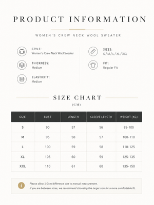 Women’s 100% Wool Openwork Sweater – Crew Neck Long Sleeve Relaxed Knit Pullover