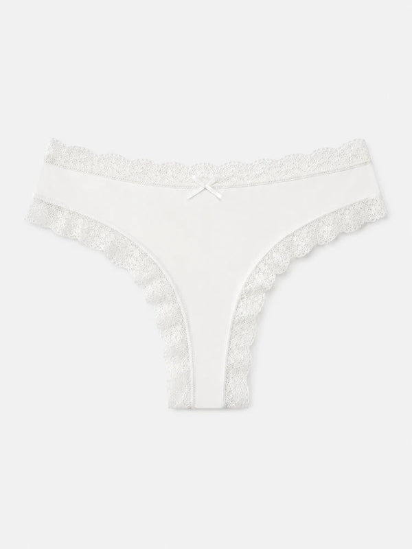7-Pack Leopard Lace Thong Panties for Women – Sexy Low Rise Breathable Underwear with Romantic Bow Detail, Soft Stretch Everyday Comfort