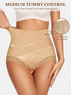 High-Waisted Tummy Control Lace Briefs