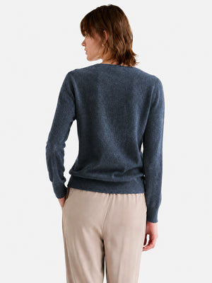 Women’s 100% Wool V-Neck Sweater – Slim-Fit Long Sleeve Knit Pullover