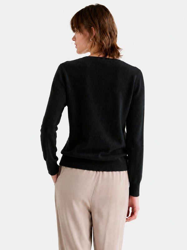 Women’s 100% Wool V-Neck Sweater – Slim-Fit Long Sleeve Knit Pullover