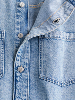 Vintage Wash Oversized Denim Shirt Jacket