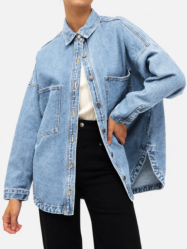 Vintage Wash Oversized Denim Shirt Jacket