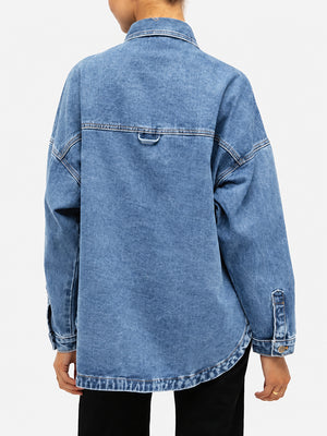 Vintage Wash Oversized Denim Shirt Jacket