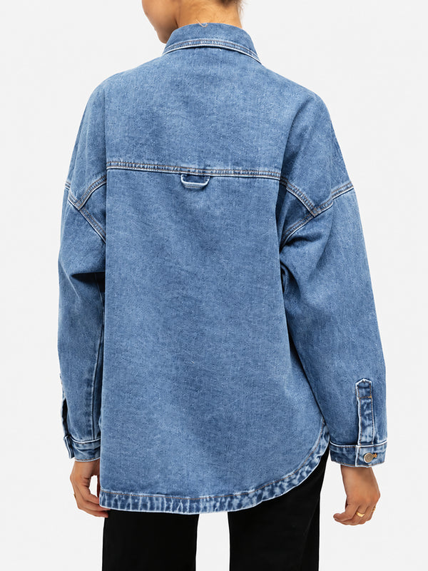 Vintage Wash Oversized Denim Shirt Jacket