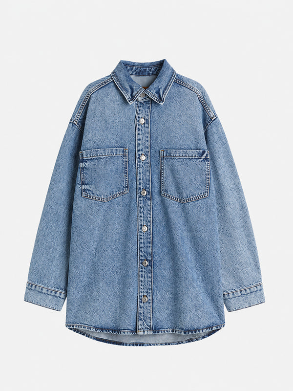 Vintage Wash Oversized Denim Shirt Jacket