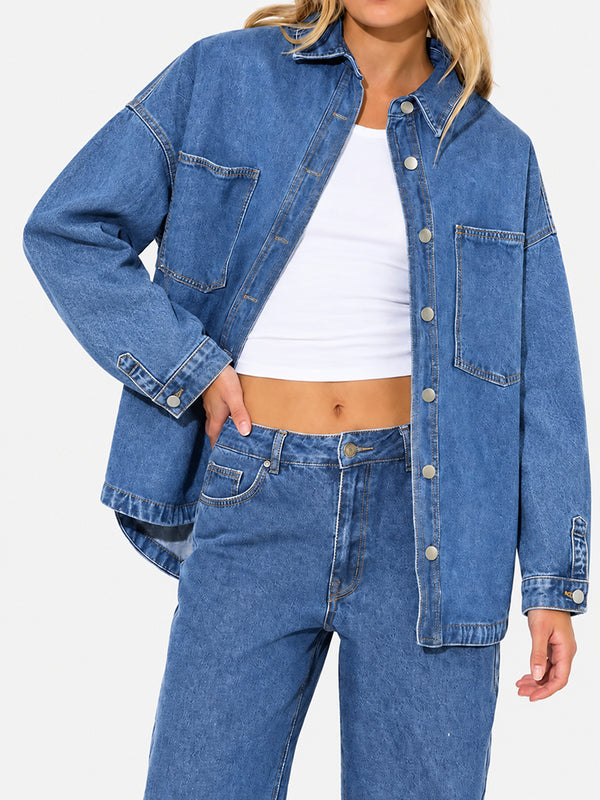 Vintage Wash Oversized Denim Shirt Jacket