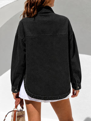Vintage Wash Oversized Denim Shirt Jacket
