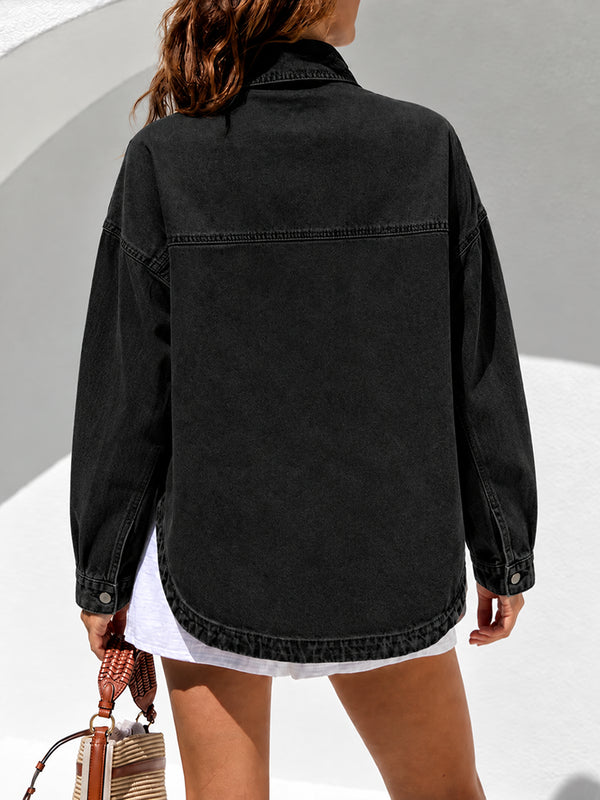Vintage Wash Oversized Denim Shirt Jacket