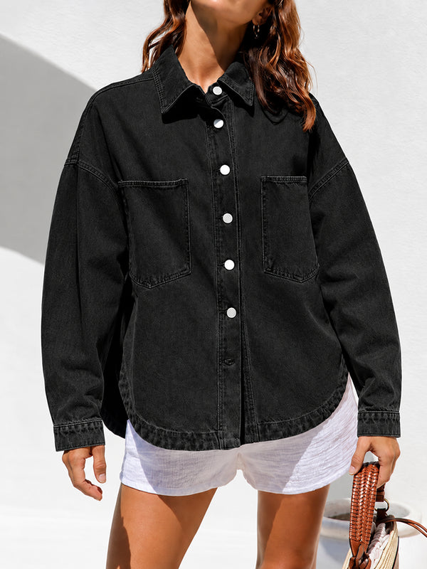 Vintage Wash Oversized Denim Shirt Jacket