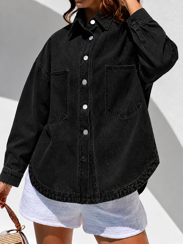 Vintage Wash Oversized Denim Shirt Jacket