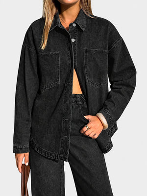 Vintage Wash Oversized Denim Shirt Jacket