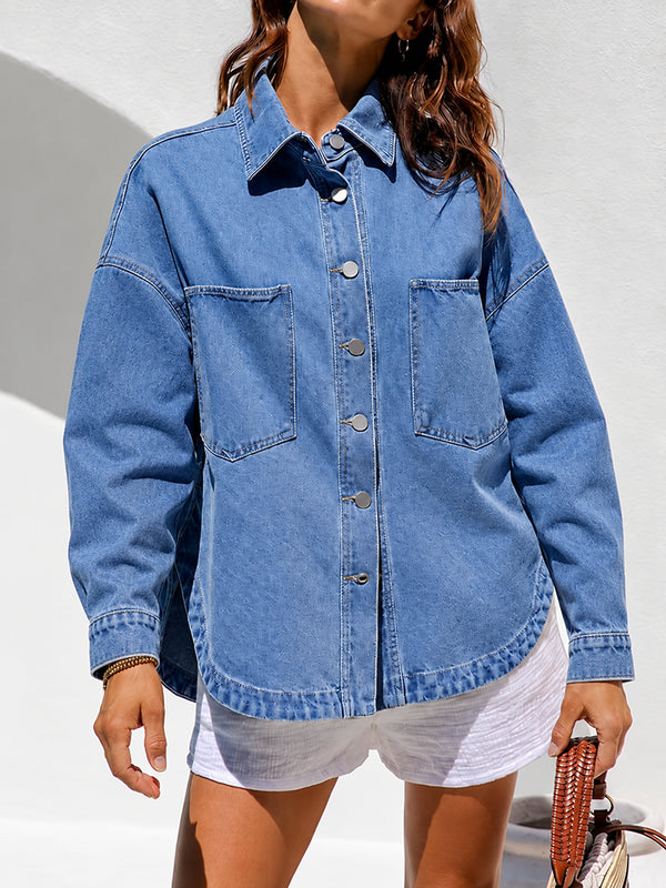 Vintage Wash Oversized Denim Shirt Jacket