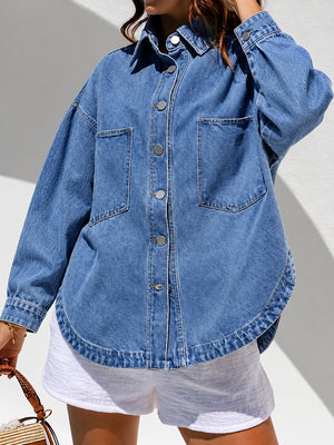 Vintage Wash Oversized Denim Shirt Jacket