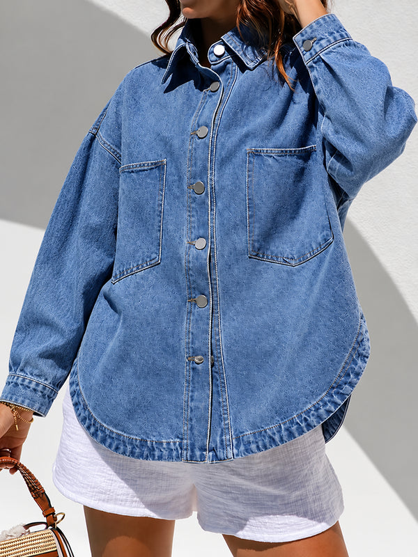 Vintage Wash Oversized Denim Shirt Jacket