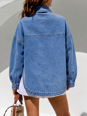 Vintage Wash Oversized Denim Shirt Jacket
