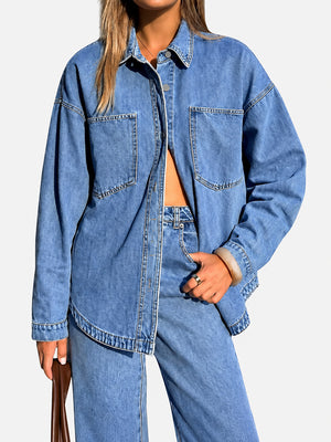 Vintage Wash Oversized Denim Shirt Jacket