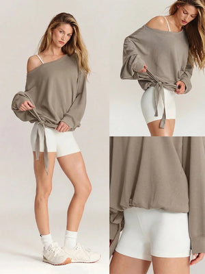 Ultra-Soft One-Shoulder Drawstring Pullover