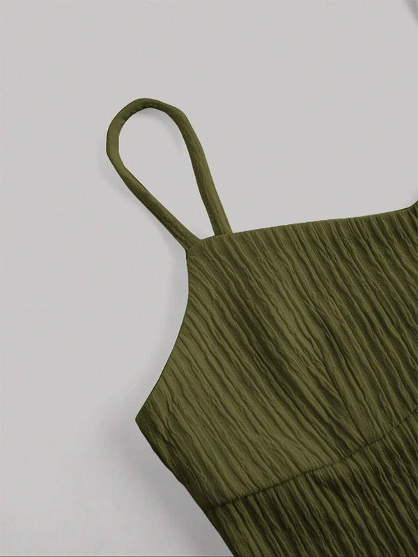 Women Sleeveless Pleated Maxi Skirt Set – 2 Piece Outfit