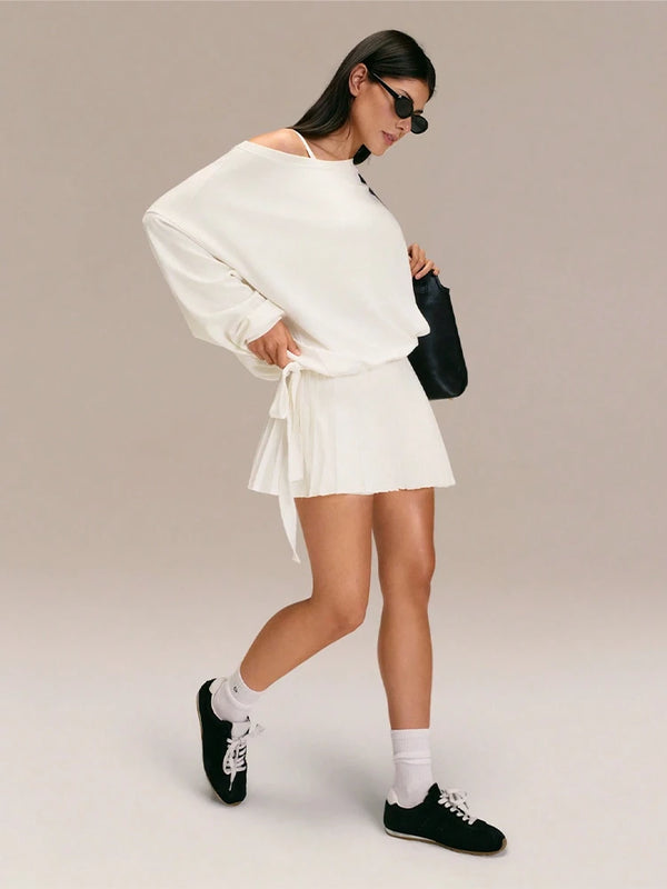 Ultra-Soft One-Shoulder Drawstring Pullover