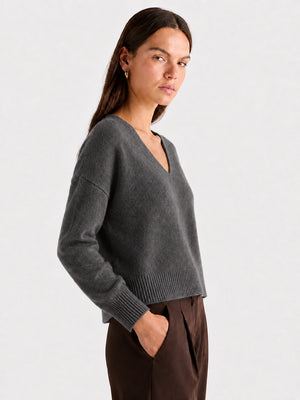 Relaxed V-Neck Wool Sweater