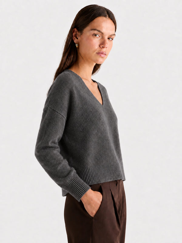 Relaxed V-Neck Wool Sweater
